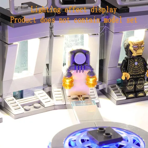 Vista 8 de GEAMENT Kit de luz LED para Iron Man Hall of Armor compatible con el modelo de bloques de construcción Lego 76125 (juego de modelos no incluidos)