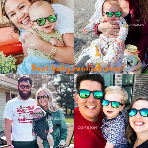Vista 3 de COASION CA8042 - Gafas de sol polarizadas flexibles para recién nacidos con correa para niños y niñas de 0 a 12 meses