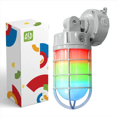 ASD Luz LED de tarro de gelatina hermética al vapor, 12/16/20 W, 120-277 V, IP65 RGBCW, lámpara de pared industrial del anochecer al amanecer, luz