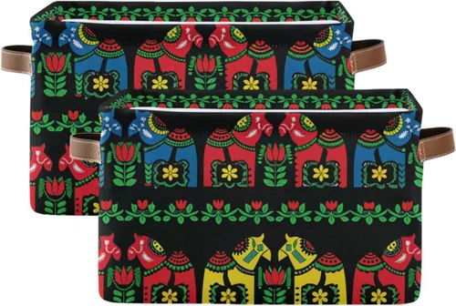 Vista 39 de Cestas de almacenamiento de mármol azul, cesta de almacenamiento rectangular plegable decorativa de tela de lona para el hogar