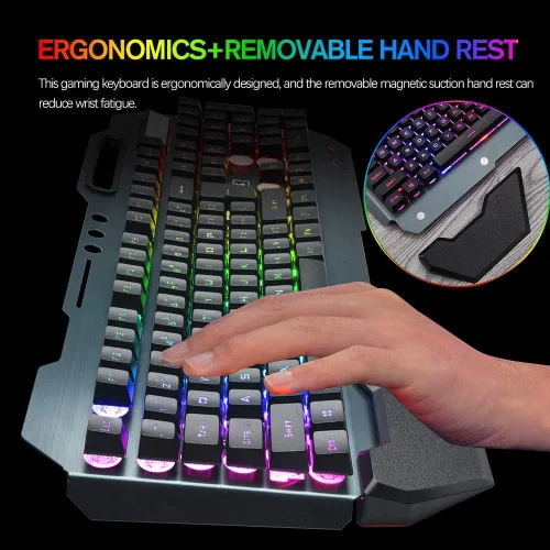 Vista 8 de Wireless Gaming Keyboard Mouse Bluetooth Headset Kit with 16 RGB Backlit Rechargeable Battery Metal Mechanical Ergonomic Waterproof Dustproof