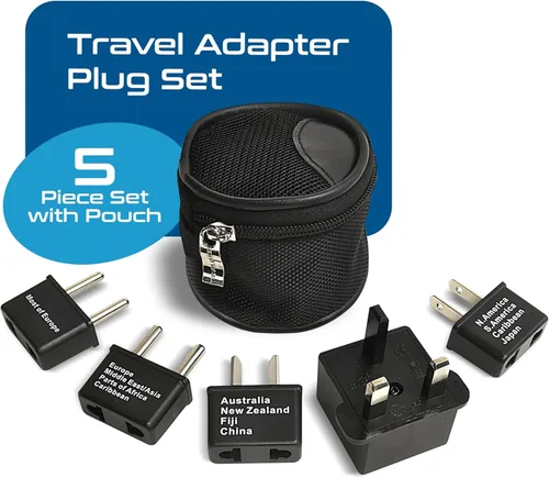 Vista 6 de Ceptics Adaptador de enchufe de viaje internacional de 5 piezas, ideal para teléfonos celulares, cargadores de batería, computadoras portátiles