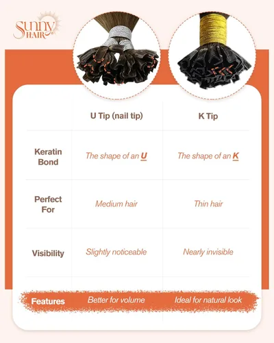 Vista 5 de Sunny Blonde U Tips - Extensiones de cabello humano con puntas en U preunidas, extensiones de cabello real, color rubio ceniza, puntas en U
