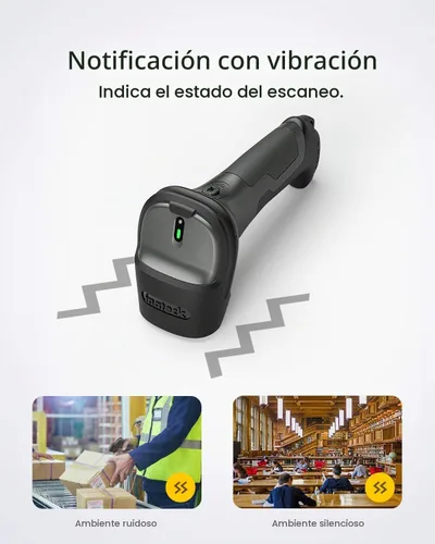 Vista 4 de Inateck Escáner de código de barras súper inalámbrico, rango de transmisión de hasta 330 pies, adaptador inalámbrico y Bluetooth integrado, tiempo