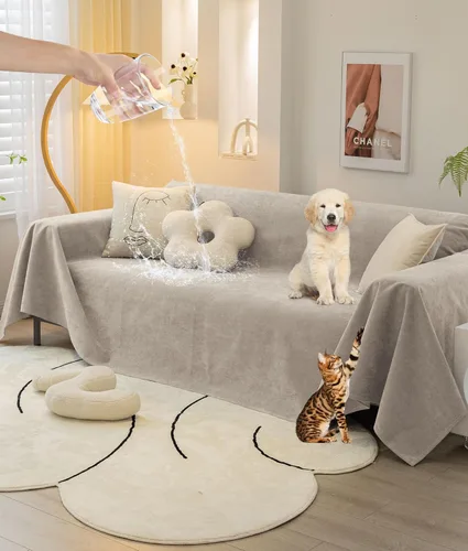 Funda de sofá para perros, resistente al agua, a prueba de arañazos, protector de sofá reversible, lavable, antideslizante, en forma de L, manta