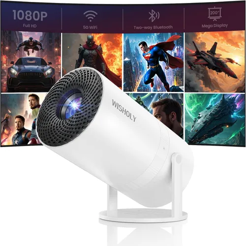 Vista 12 de WISHOLY - Mini Proyector Nativo 1080P, Proyector de Películas Portátil para Exteriores con WiFi y Bluetooth, Compatible con 4K, Smartphone, HDMI