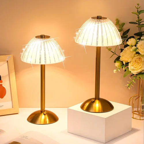 Vista 15 de Liliful 8 lámparas de mesa inalámbricas recargables al tacto, LED, pequeña, dorada, portátil, funciona con pilas, lámpara de escritorio USB-C, 3