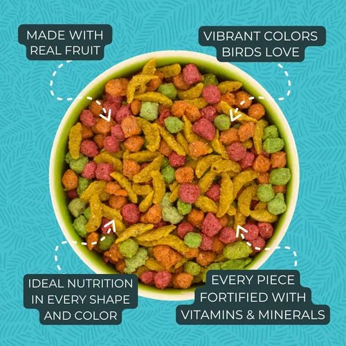Vista 4 de ZuPreem FruitBlend - Gránulos para pájaros, alimento diario para cacatúa, periquito, periquito de Quaker, conure pequeño, lori, nutrición básica