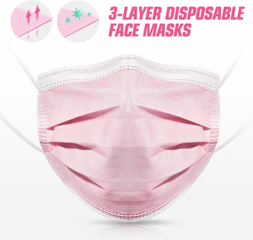 Vista 3 de 50 unidades de máscara desechable con filtro de 3 capas no médica respirable con cinta elástica para las orejas