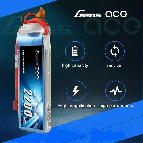 Vista 4 de Gens ace 7.4V 2200mAh 2S 45C LiPo Batería Deans Plug para 70MM EDF RC Avión 450 Helicóptero Rc Barco