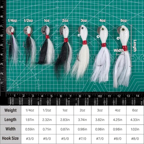 Vista 2 de Dr.Fish Paquete de 3 señuelos de cola de cubo para el cabello, señuelos de agua salada y dulce para pesca de surf, pesca, blanco, rojo, Chartreuse