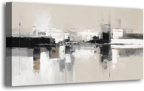 Vista 21 de Cuadros abstractos, arte de pared para sala de estar, oficina, dormitorio, decoración de pared, arte de pared con anillo, pinturas modernas, azul