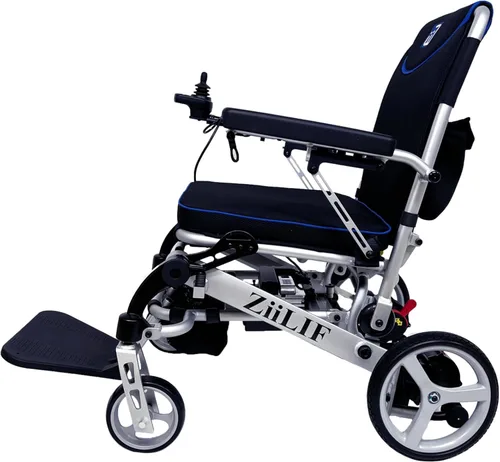 Vista 3 de ZiiLIF Silla de ruedas eléctrica plegable ultraligera (42.1 libras), aprobada por aerolíneas, fácil giro, largo alcance, silla de ruedas eléctrica