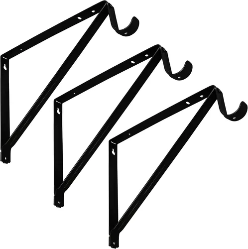 Vista 4 de Harrier Hardware Estante de armario resistente y soporte para barra, negro, paquete de 3