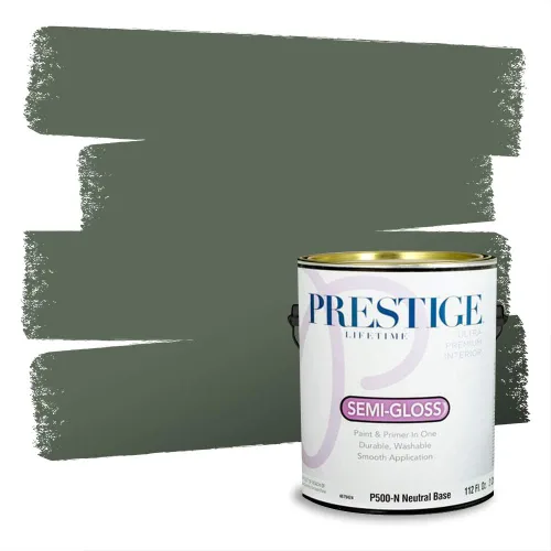 Vista 17 de Prestige Paints - Pintura exterior e imprimación en uno, 1 galón, plano, compatibilidad comparable con el color menta «Whipped Mint» de Behr