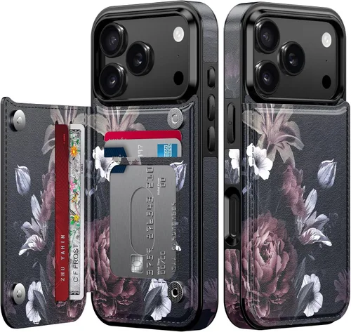 Vista 434 de LETO para iPhone 15 Pro Funda tipo cartera - Tapa tipo folio con patada - Diseños de moda - Tarjetero - Funda protectora para mujeres y niñas - 6.1