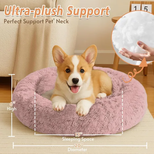Vista 14 de JOLLYVOGUE Cama Calmante para Perros Pequeños - Cama para Perros Pequeños en Forma de Dona Lavable de 23 Pulgadas para Gatitos y Cachorros, Camas
