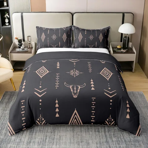 Vista 17 de Erosebridal - Juego de funda de edredón bohemia 100% algodón orgánico, diseño ondulado, cama individual, funda de edredón bordada con arco iris