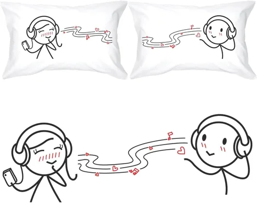 BoldLoft Fundas de almohada para parejas "You're Notes of My Heart's Melody" - Regalos para parejas, para él y ella, regalos con notas musicales
