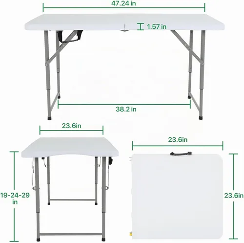 Vista 4 de HKLGorg Mesa plegable de 4 pies, mesa plegable de plástico de altura Negro