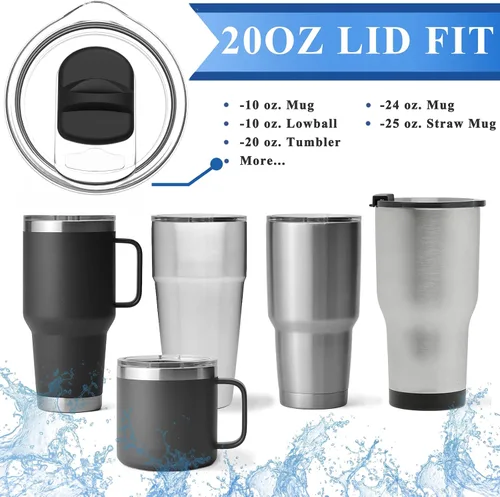 Vista 2 de Tapa de vaso de 20 onzas para YETI Rambler, tapa deslizante magnética resistente a salpicaduras, tapa de repuesto para vasos de café Yeti Rambler