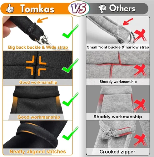 Vista 5 de Tomkas Canguro portaperros para perros pequeños, bolsillo clásico y correa clásica, para mascotas de 3 a 10 lb (negro)