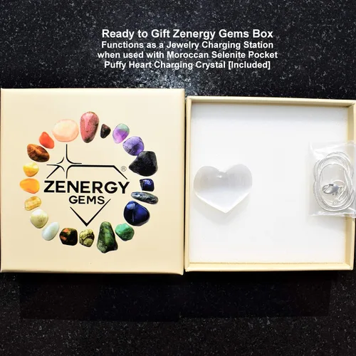 Vista 5 de Zenergy Gems - Collar con dije de corazón, piedras preciosas naturales del Himalaya en forma de corazón + cadena de plata de 20 + corazón de carga