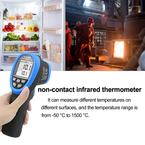 Vista 9 de Termómetro infrarrojo de alta temperatura -58℉~2732℉ Pirómetro industrial 30:1 medidor de temperatura IR digital, pistola de alta temperatura sin