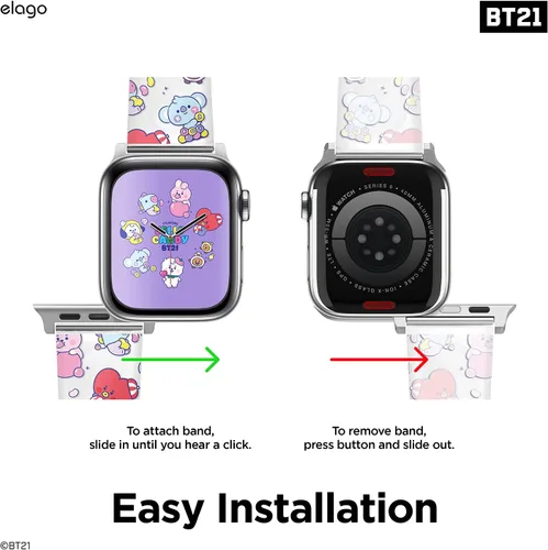 Vista 5 de elago Correa BT21 compatible con Apple Watch Series ULTRA/SE/9/8/7/6/SE/5/4/3/2/1 [producto oficial]