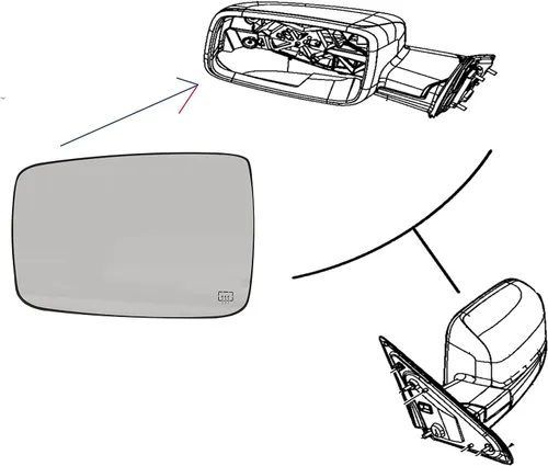 Vista 8 de Espejo retrovisor calefactado para el lado del conductor compatible con Dodge Ram Pick-Up 1500 2500 2009-2018 - Reemplazo 68079363AA 68050299AA