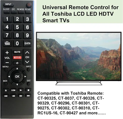 Vista 3 de Mando a distancia universal para todos los televisores Toshiba, LCD, LED, Smart y 4K. No necesita configuración.