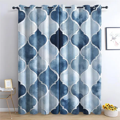 Vista 11 de Cortinas hexagonales blancas y negras, cortinas opacas geométricas para dormitorio, cortinas de ventana modernas, cortinas abstractas llamativas