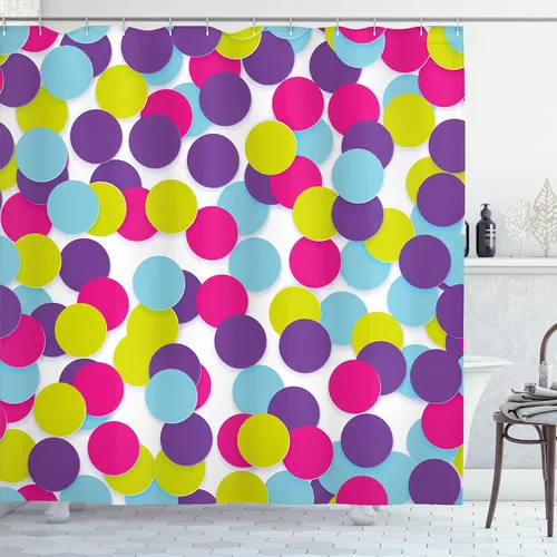 Vista 52 de Ambesonne Cortina de ducha abstracta, acuarela horizontal ovalada en forma de hojas, tonos pastel suaves, obras de arte clásicas, juego