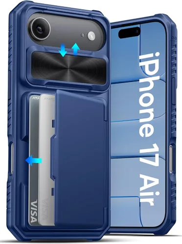 Vista 29 de ATATOO Funda para iPhone 16, tarjetero integrado (almacena 3-5 tarjetas) y protector de cámara deslizante, protección de grado militar, bonita funda