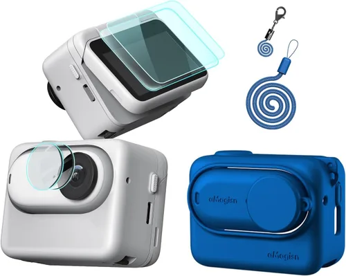 Vista 11 de Funda protectora de silicona, protector de pantalla y lente para Insta360 GO 3 (negro)