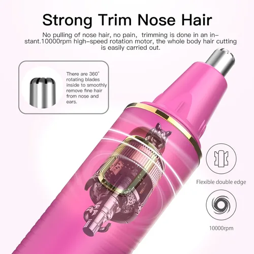 Vista 32 de XOOMRSCP Recortadora de pelo de nariz para hombres, recortadora de pelo recargable 3 en 1, sin dolor, multifuncional, para orejas y nariz, con Negro