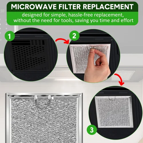 Vista 5 de 6 Pack Microwave Filter Replacement 7.64 x 5.1 Inch Microwave Oven Grease Filter for Kitchen Air Entering over the Range Oven Stove Compatible with