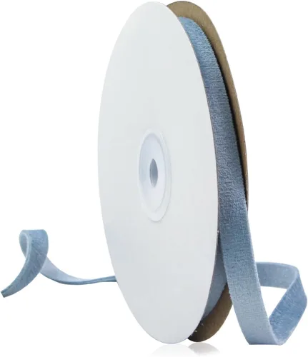 Vista 12 de Cinta de terciopelo de doble cara verde polvoriento, 1 pulgada, 10 yardas, cintas de terciopelo para decoración de coronas de Navidad, envoltura