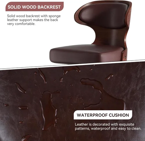 Vista 51 de Nalupatio Juego de 3 taburetes de bar con altura ajustable de 24.5 a 33.5 pulgadas, taburetes de bar giratorios de madera curvada con respaldo