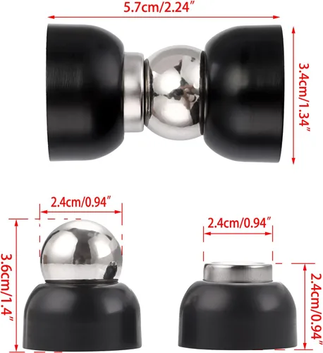 Vista 3 de Sumnacon 2 potentes topes magnéticos para puerta, de acero inoxidable con tornillos, topes de puerta de magnetismo resistentes para dormitorio, Negro