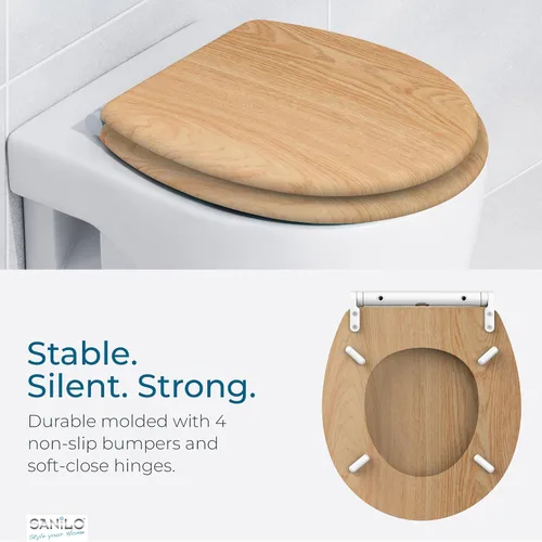 Vista 6 de Sanilo - Asiento de inodoro de madera con liberación rápida y cierre suave [REDONDO] - Asiento decorativo y de cierre lento de madera moldeada - Con