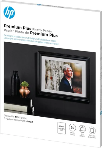Vista 11 de HP (CR671A) Papel fotográfico Premium Plus, satén, blanco, 8.5x11 pulgadas, 25 hojas