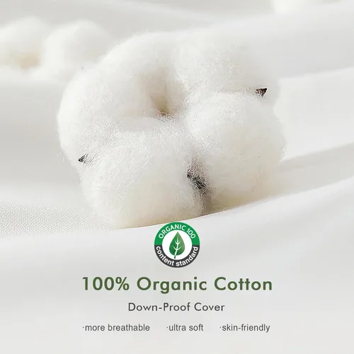 Vista 7 de TOPGREEN Rellenos de Almohada de Plumas y Plumón 12 x 12 pulgadas, Juego de 2, Funda de Algodón 100% Orgánico, Almohadas Decorativas Cuadradas