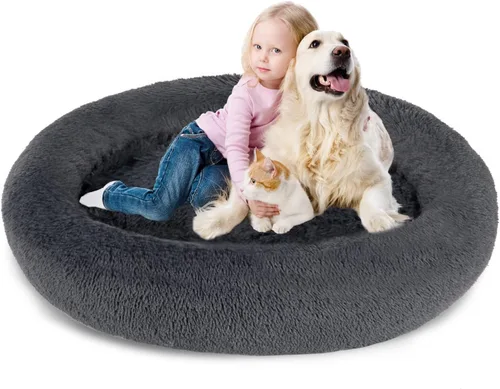 Vista 26 de SAVFOX Camas de felpa calmantes para perros, cama de perro dona para perros pequeños, medianos, grandes y extragrandes, cama cómoda para perros