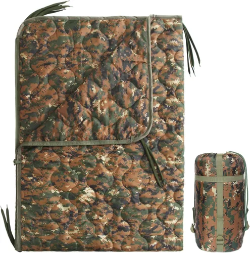 Vista 7 de Forro de poncho de camuflaje, manta militar, saco de dormir militar, con una bolsa de transporte de compresión, para viajes, senderismo, campamento