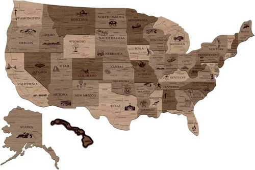 Vista 23 de JustLikeWood Rompecabezas de madera 3D de mapa de Estados Unidos de 16 x 9 ″ con los estados y capitales, decoraciones del 4 de julio, mapa de viaje