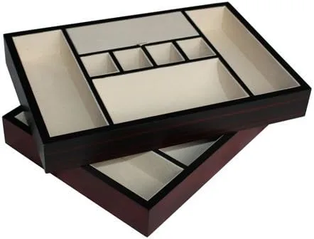 Vista 5 de TimelyBuys Bandeja de valet de madera de nogal de ébano para escritorio, cómoda, cajón, monedas, para llaves, teléfono, joyas, relojes y accesorios