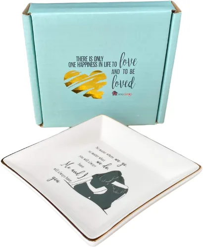 Vista 2 de HOME SMILE - Bandeja de cerámica para anillos para mamá, hermana, amigas