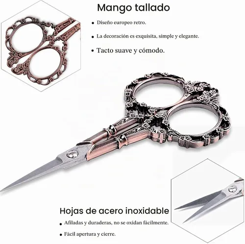 Vista 4 de BIHRTC Tijeras de 4.5 pulgadas con estuche de cuero, tijeras de flor de ciruelo, tijeras pequeñas de punta afilada de acero inoxidable