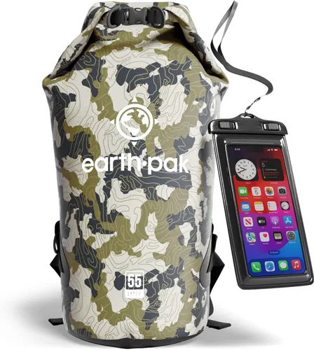 Vista 27 de Earth Pak Bolsa Seca Impermeable - Mochila Impermeable de Cierre Enrollable Superior Mantiene el Equipo Seco para Kayak con Funda Impermeable